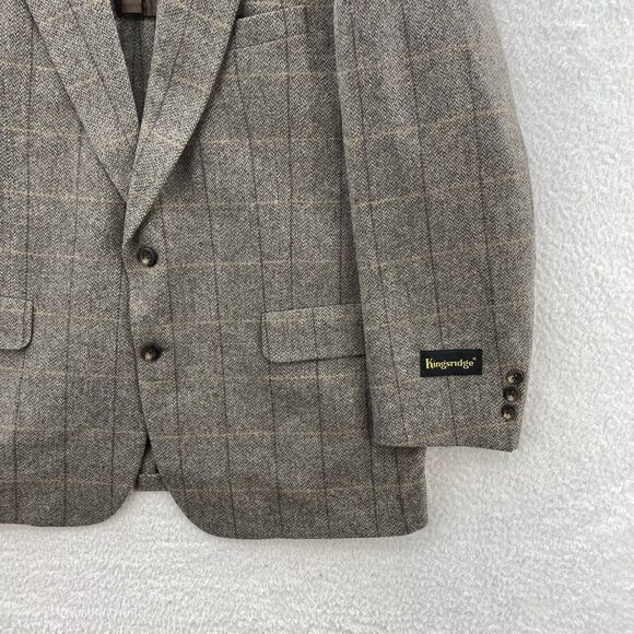 Kingsridge Madden Tweed Herringbone Blazer Men's 45R Tan Wool Preppy USA NWT - Picture 7 of 16